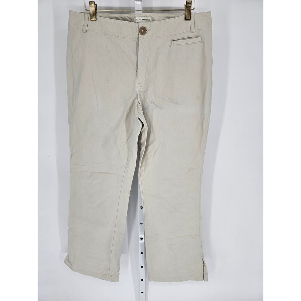 Banana Republic Women's Tan Wide Straight Leg Mid Rise Pockets Pants Size 12